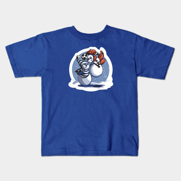 Snowman Header Kids T-Shirt by BoldLineImages18